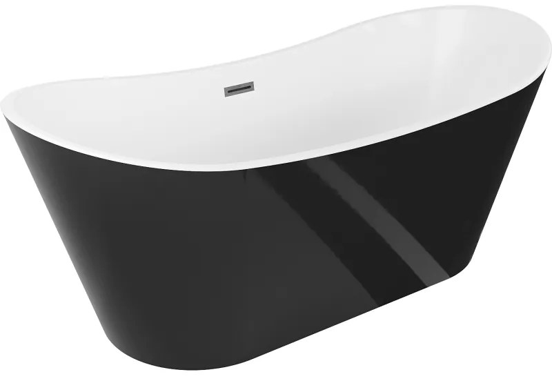 Mexen Montana, szabadon álló kád 150 x 75 cm, fehér-fekete, grafit túlfolyó, 52011507575-66