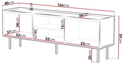 TV szekrény Grotzi 165 3D (fehér + fekete) . 1106220