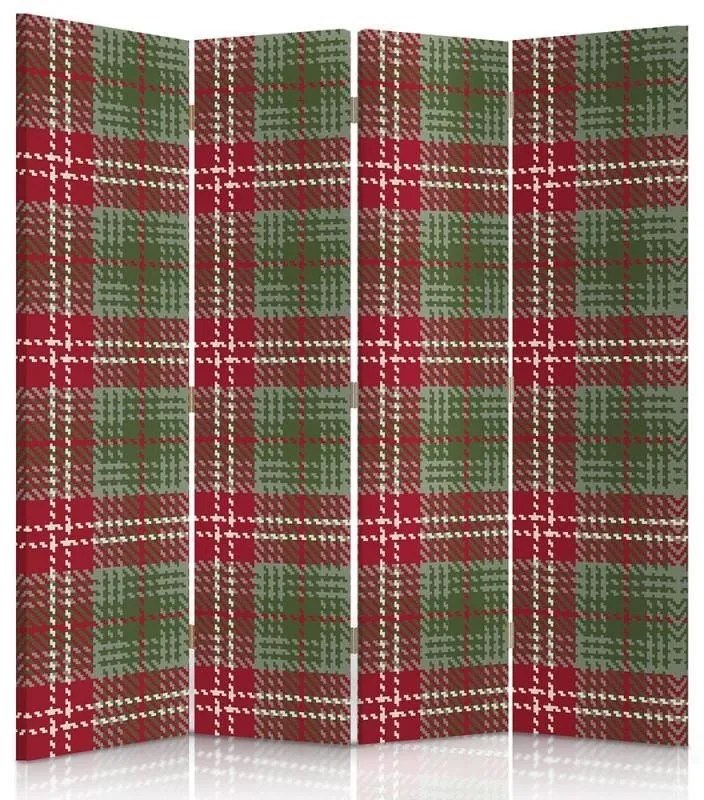 Gario Paraván Piros és zöld kockás Méret: 145 x 170 cm, Kivitelezés: Forgó paraván 360°