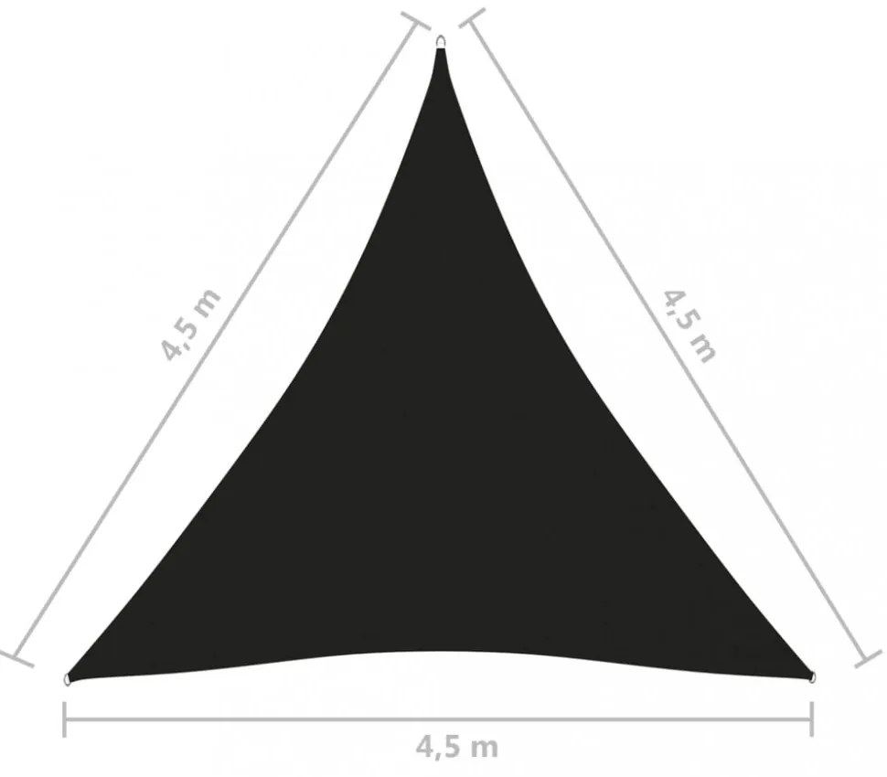 fekete háromszögű oxford-szövet napvitorla 4,5 x 4,5 x 4,5 m