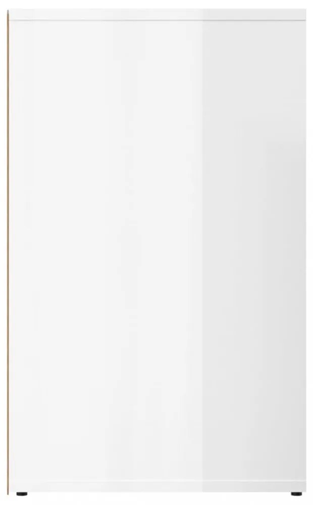 magasfényű fehér szerelt fa pipereszekrény 80 x 40 x 65 cm