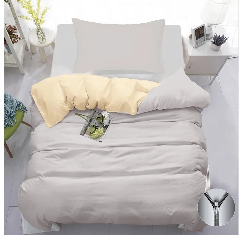 Pamut ágynemű MONOCHROMATIC krémszürke Ágyneműhuzat mérete: 70 x 90 cm | 140 x 200 cm