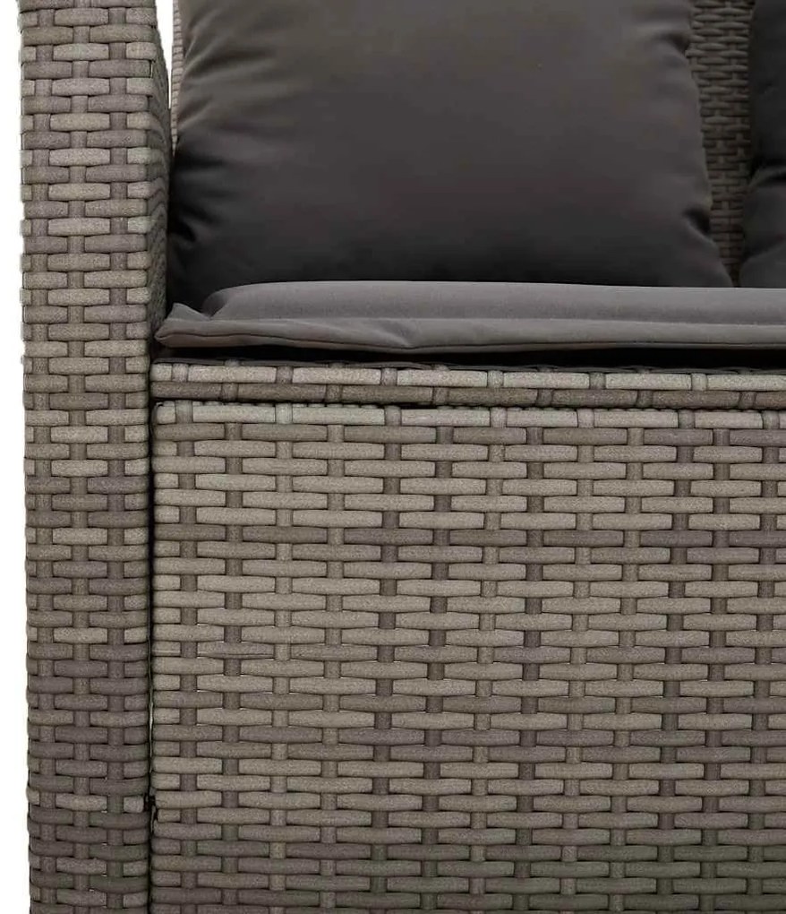 3 személyes szürke polyrattan kerti kanapé asztallal&amp;párnával