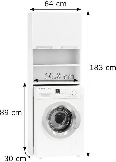 Pralka P fürdőszoba szekrény, fehér