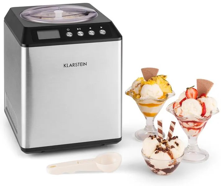 Klarstein Vanilla Sky, fagylaltgép, kompresszorral, 180 W, 2 L, rozsdamentes acél, ezüst