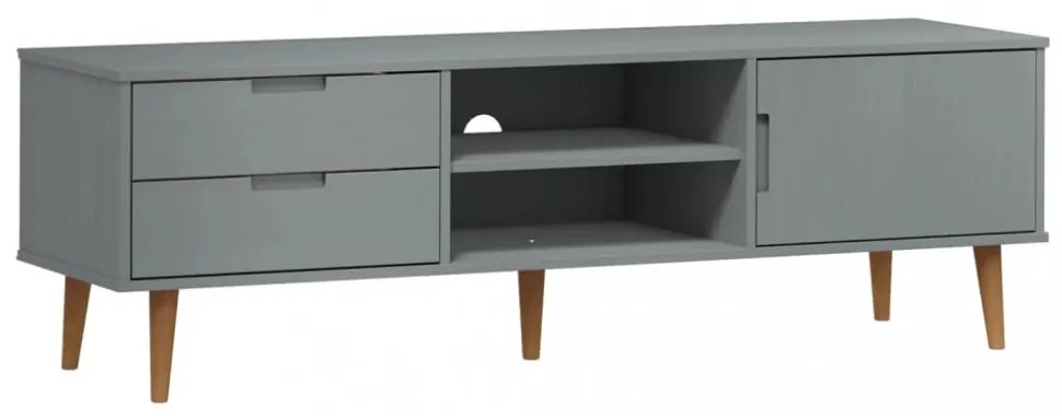 MOLDE szürke tömör fenyőfa TV-szekrény 158 x 40 x 49 cm