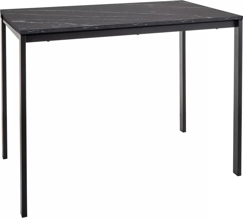 AKCIÓ Fekete étkezőasztal RAMOD 100x60 cm, márvány dekoráció II. osztály