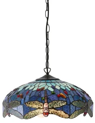 Endon 64080 - Láncra akasztott Tiffany DRAGONFLY csillár, 3xE27/60W/230V, átmérő 41 cm