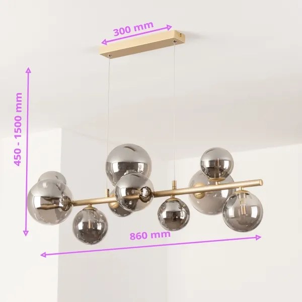 Brilagi - LED Csillár zsinóron MILLA 10xG9/3W/230V arany/füstös