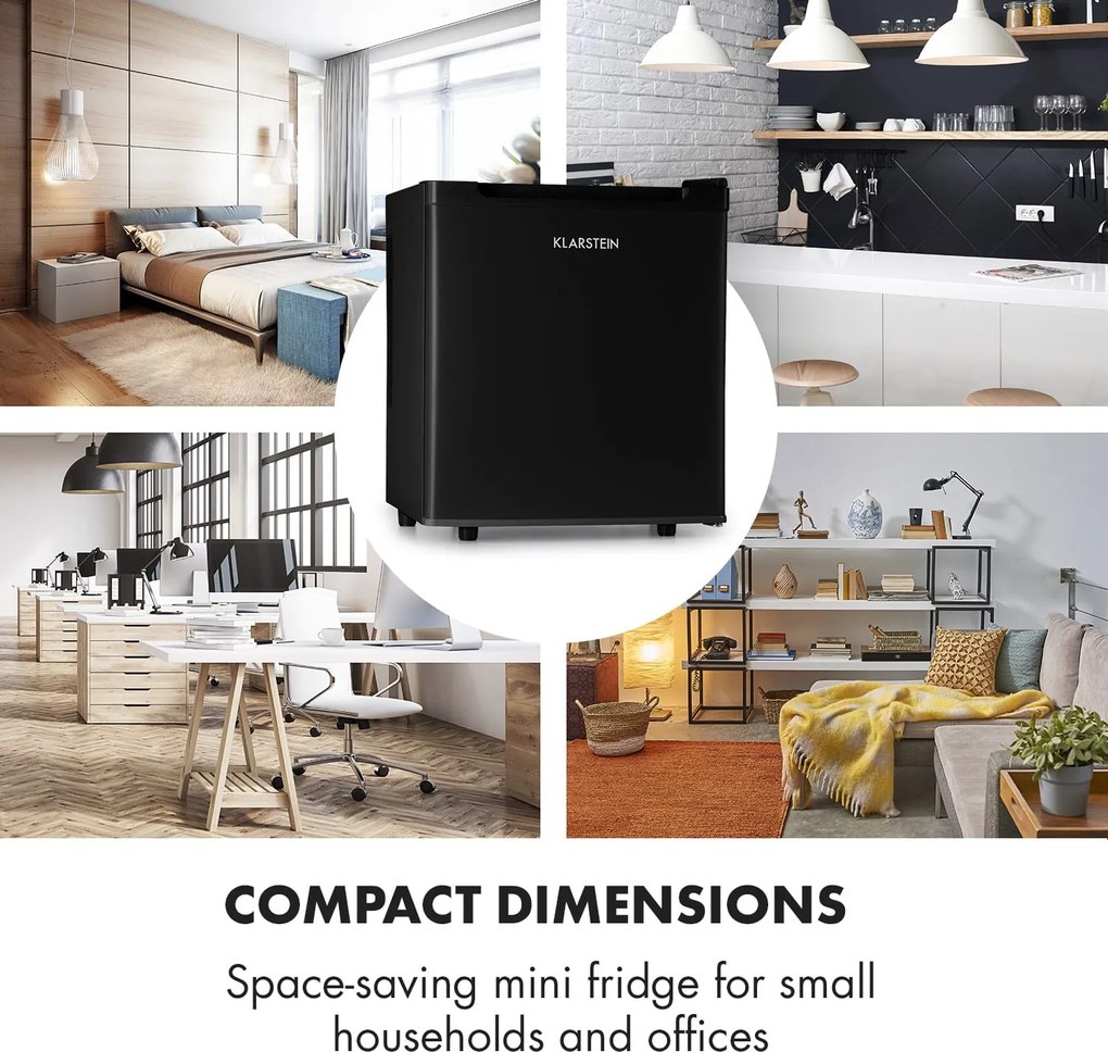 Klarstein Silent Cool, hűtőszekrény, 30 liter, Arctic-Fox Cooling, G energiahatékonysági osztály, fekete