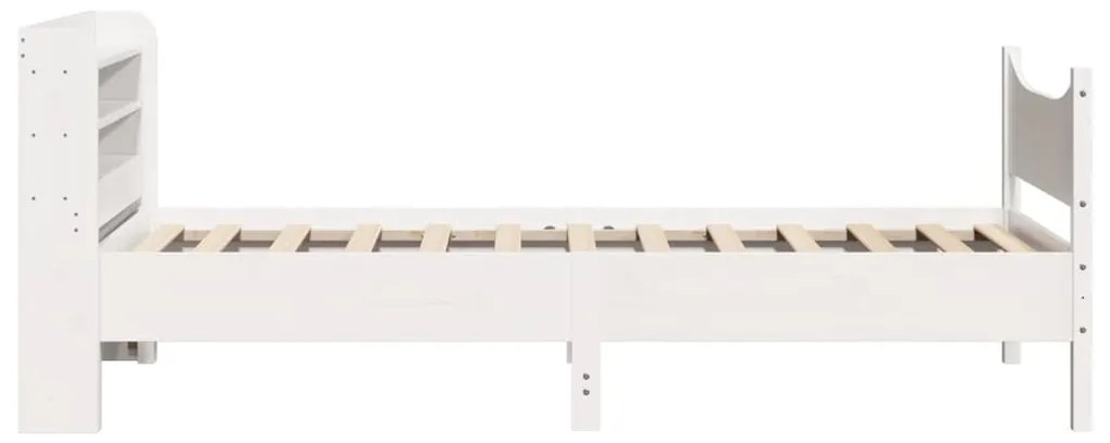 fehér tömör fenyőfa ágykeret fejtámlával 100 x 200 cm