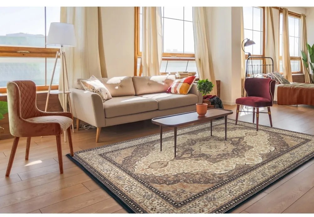 Világosbarna gyapjú szőnyeg 133x180 cm Charlotte – Agnella