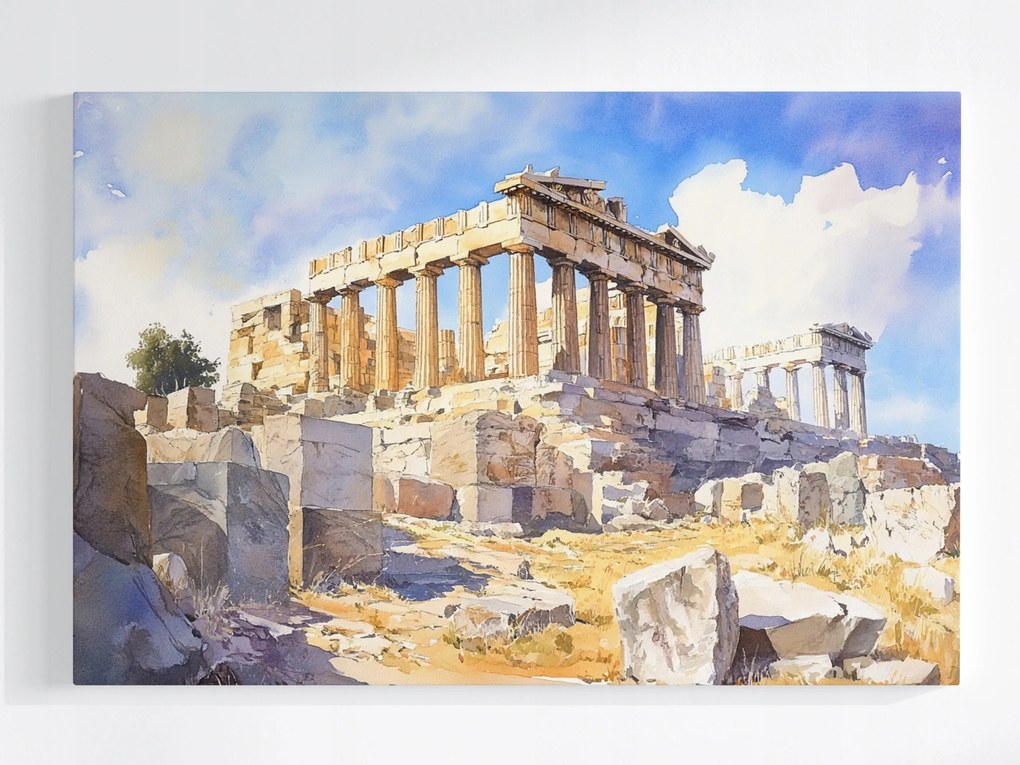 Vászonkép Canvas Akvarell Athén Görögország Akropolisz Parthenon Kilátás 60x40
