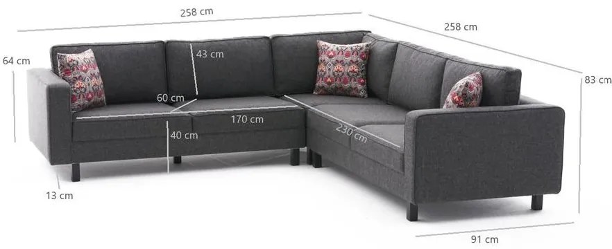 Sarokkanapé Kale Linen - Antracit