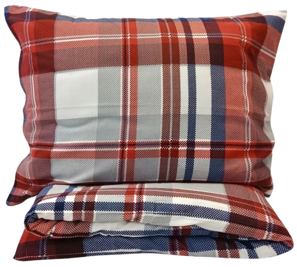 Karo piros flanel ágyneműhuzat 200x140cm+90x70cm TiaHome