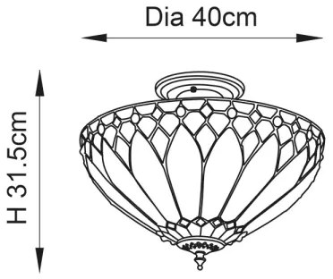Endon 63978 - Felületre szerelhető Tiffany BROOKLYN csillár 3xE27/60W/230V, átmérő 40 cm