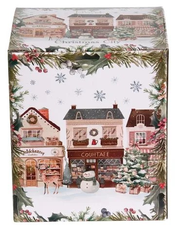 Karácsonyi Porcelán bögre fémszűrővel 360 ml díszdobozban Christmas City 2
