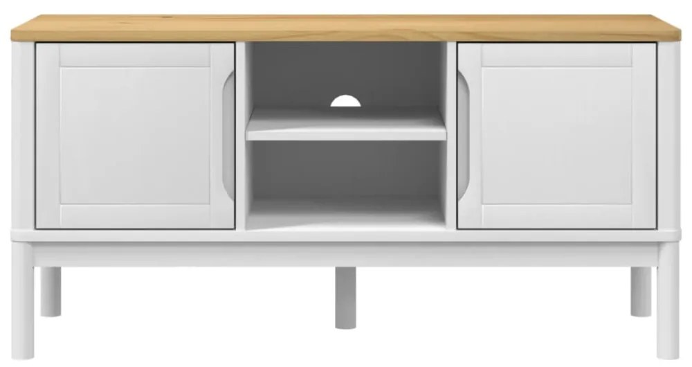 FLORO fehér tömör fenyőfa TV-szekrény 114 x 43 x 55 cm