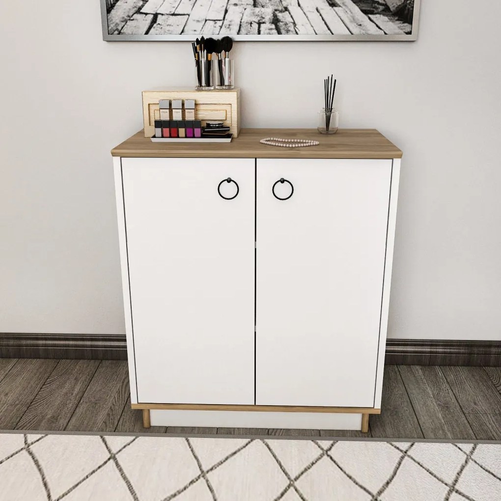 Nüanse komód, fehér-dió, 72 cm