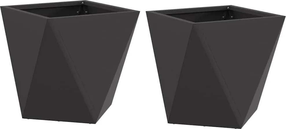 vidaXL Növénytartó 2 pcs Fekete 30 x 30 x 30 cm Acél