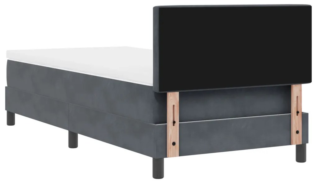 vidaXL LED Box Spring Ágy matracmal Sötétszürke 90 x 200 cm Bársony