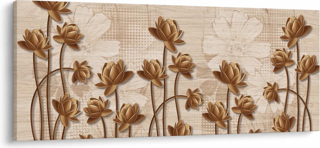 Absztrakció virágok képe - barna (120x50 cm)