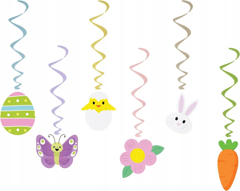 Húsvéti akasztós dekoráció 6db Húsvéti tojás