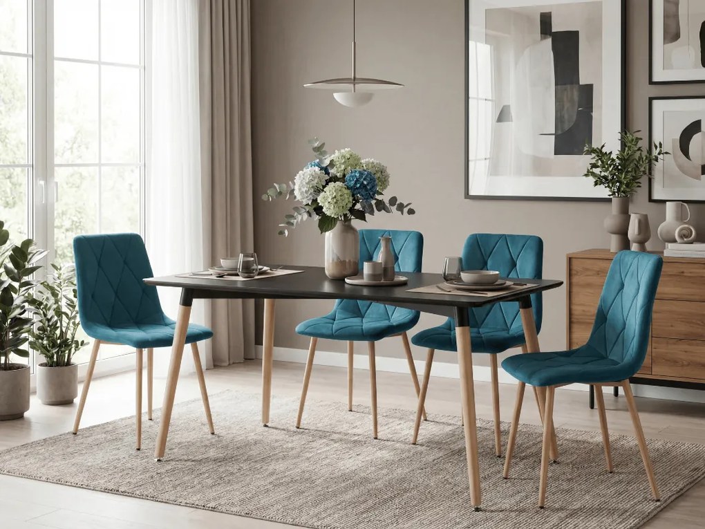 Türkiz bársony étkezőszék LIBRA