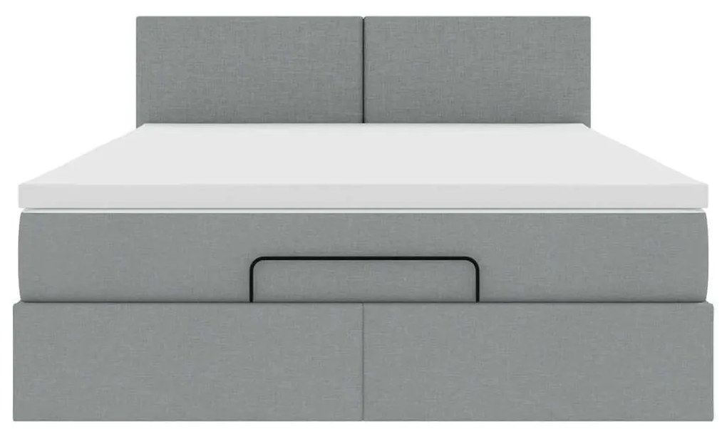 Ottomán ágy matraccal &amp; LED-ek Világosszürke 140x190 cm szövet
