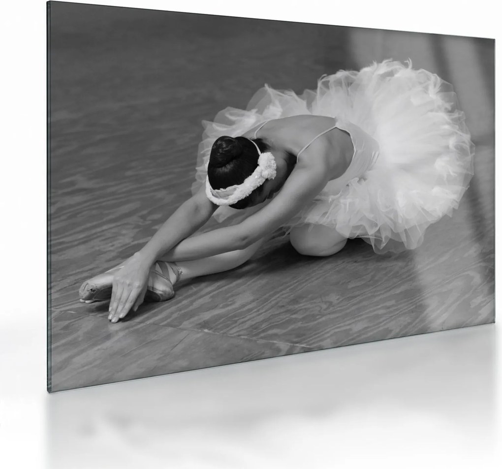 Üveg kép - Balerina, fekete-fehér (70x50 cm)