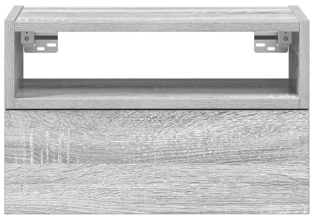 2 db szürke sonoma színű fali éjjeliszekrény 45 x 26 x 28,5 cm