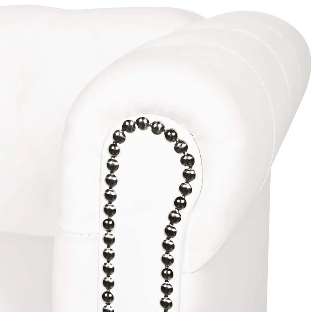 2 személyes fehér műbőr Chesterfield kanapé