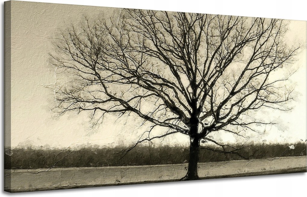 Vászonkép Sötét fekete fa Szomorúság 120x60 cm Ideális ajándék