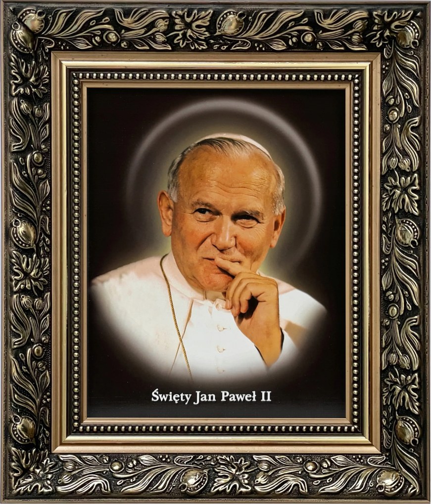Vászonkép 35x30 Szent II. János Pál Pápa Arany Díszített Keret