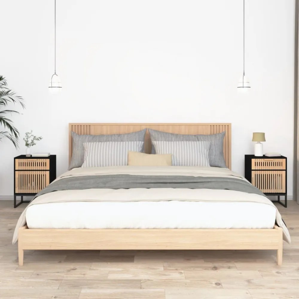 2 db fekete szerelt fa és vas éjjeliszekrény 40x30x55,5 cm