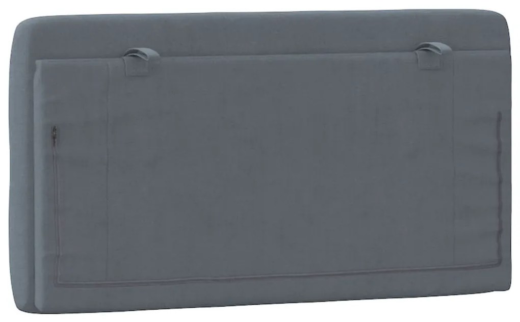 sötétszürke bársony fejtámla párna 100 cm