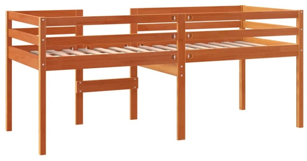 viaszbarna tömör fenyőfa magasított ágy 80x200 cm