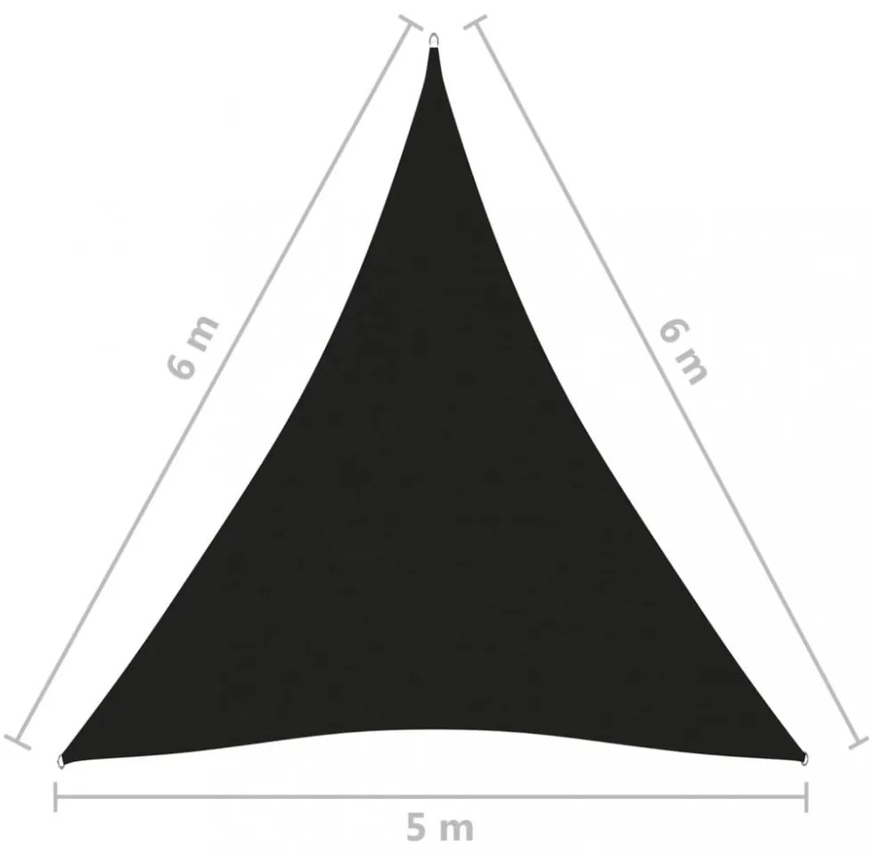 fekete háromszög alakú oxford-szövet napvitorla 5 x 6 x 6 m