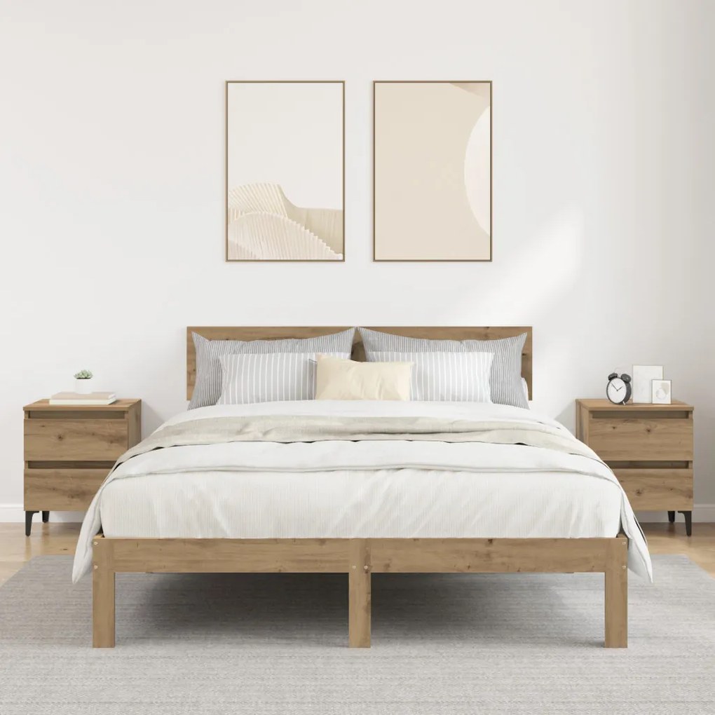 Ágytárolók 2 db Kézműves tölgy 40x35x50 cm Mérnöki fa