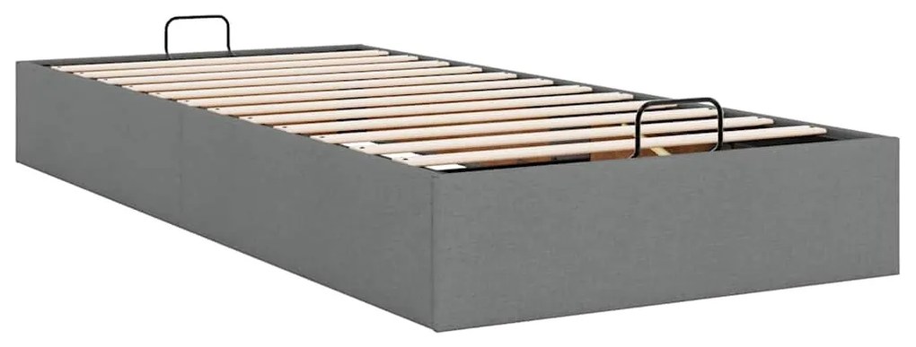 Ottomán sötétszürke szövet ágykeret matrac nélkül 90x200 cm