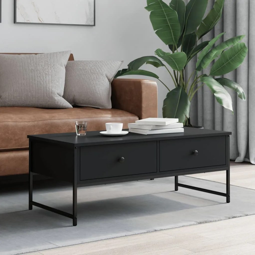 Fekete szerelt fa dohányzóasztal 101x49x39,5 cm