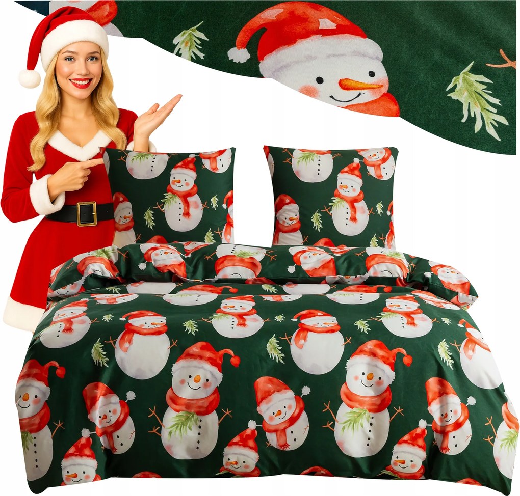 Ágyneműhuzat 200x220 3 részes karácsonyi hóember 3D több mintás szett