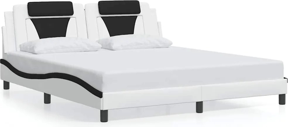 vidaXL fehér és fekete műbőr ágykeret Viana matrac nélkül 180x200 cm