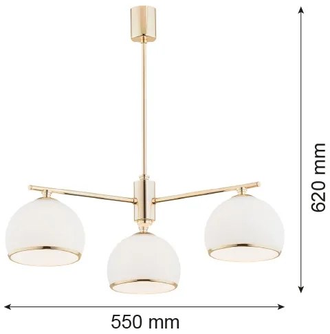 Argon 1488 - Csillár rúdon MARBELLA 3xE27/15W/230V sárgaréz