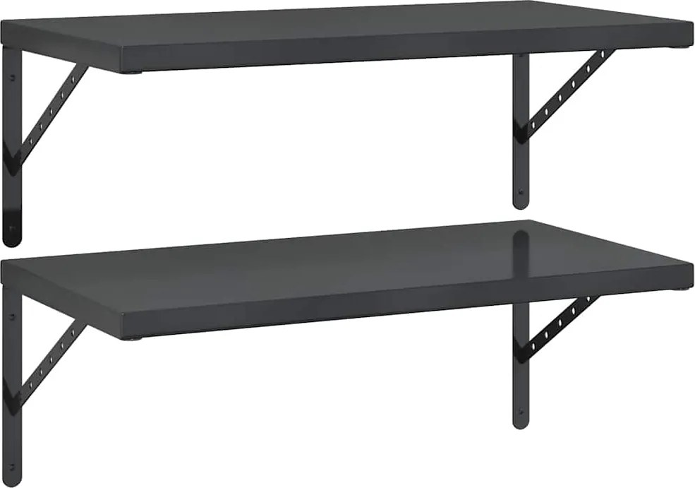 vidaXL 2 db fekete rozsdamentes acél fali polc 75 x 40 cm