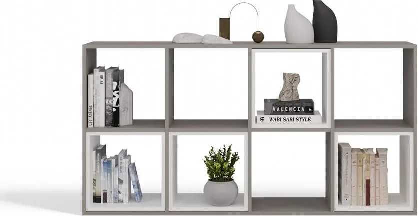 Malax 2x4 polc, 147x75x30 cm, agyag színű