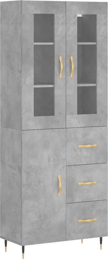vidaXL betonszürke szerelt fa magasszekrény 69,5 x 34 x 180 cm