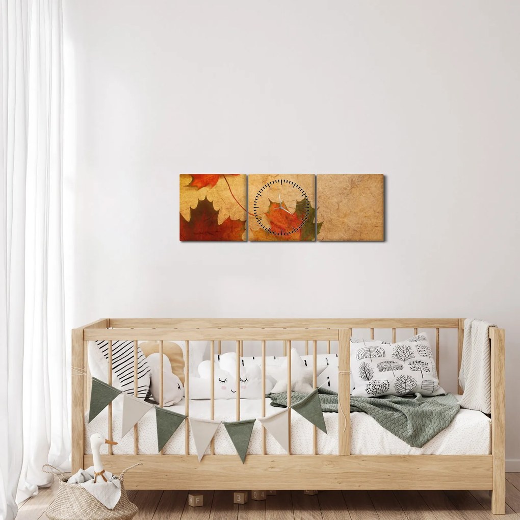 Őszi motívumú kép (órával) (90x30 cm)