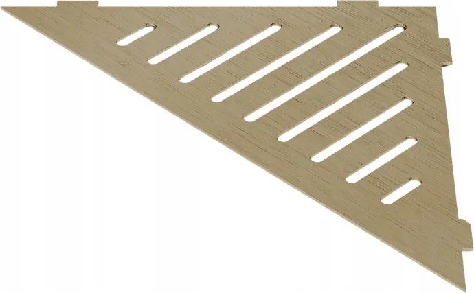 Sarok Polc Tusolóhoz, Fugába Illeszthető, Háromszög Alakú, Arany Színű, Szálcsiszolt Rozsdamentes Acél