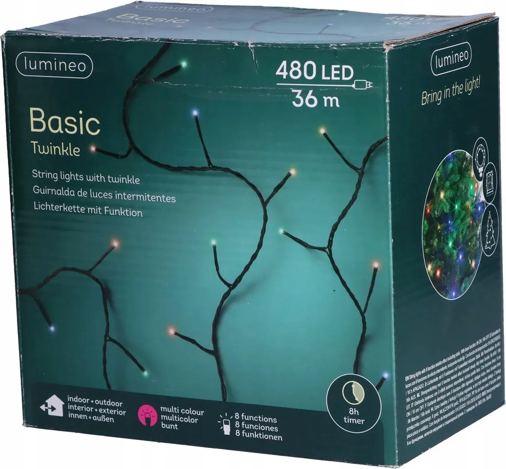 Led lámpák 36m 480L többszínű karácsonyfa villogó